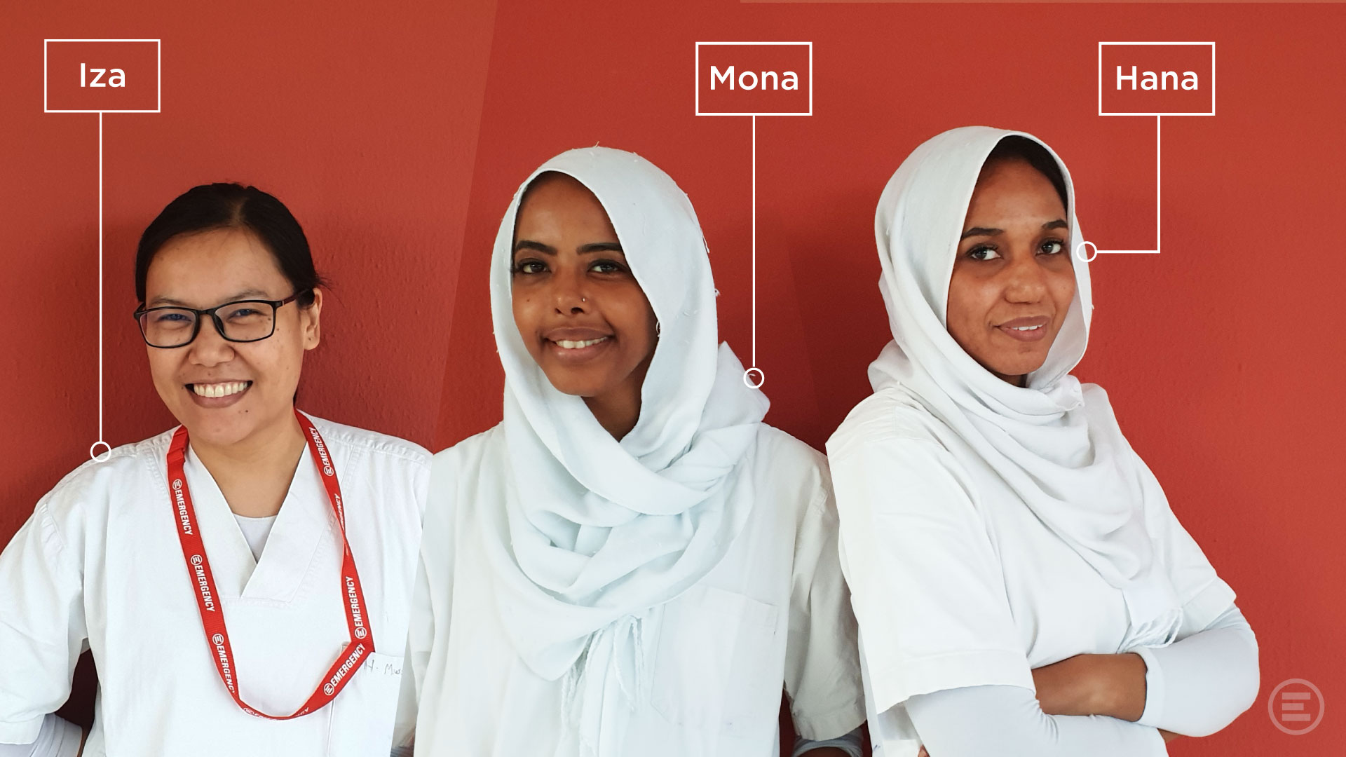 Mona, Hana e Iza, tre farmaciste del Centro di cardiochirurgia di EMERGENCY in Sudan